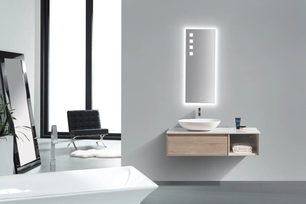 Wooden Bathroom Vanity with Sink Wall Hung with LED Mirror