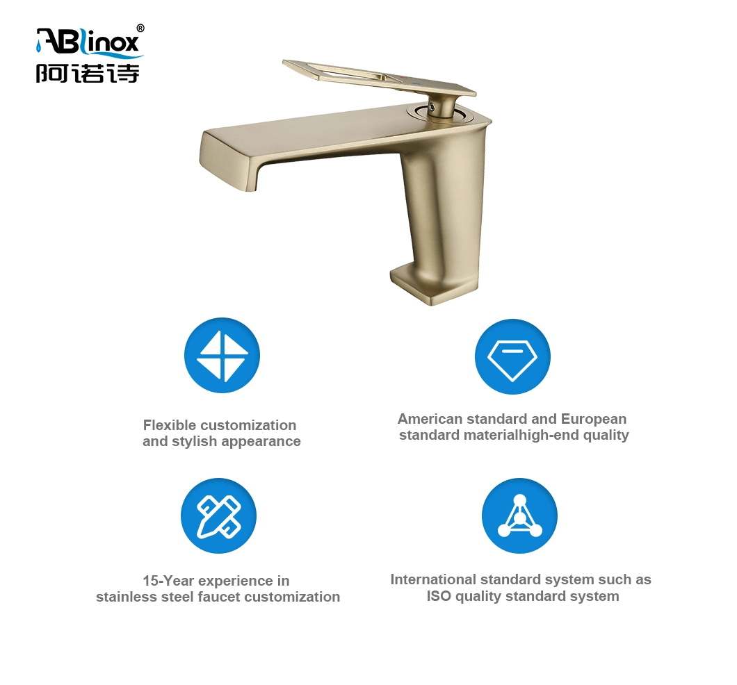 Ablinox OEM ODM Manufacturer 304 Stainless Steel Bathroom Accessory Bath Tub Brass Wash Shower Waterfall Basin Water Tap Sink Mixer Faucet