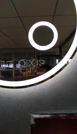 Светодиодный круговой светильник с затемнением для ванной комнаты, алюминиевая рама, водонепроницаемое декоративное противотуманное многофункциональное зеркало для ванной комнаты с сенсорным переключателем/противозапотевающей пленкой